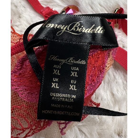 Honey Birdette CHRISTINE❤️ Red Lace 2 Piese Set XL - Picture 8 of 8